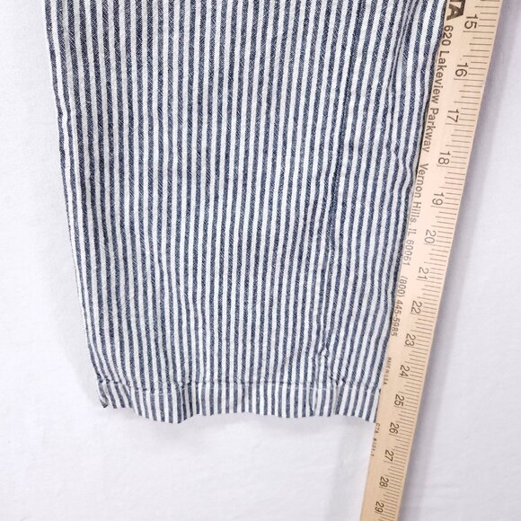 Lykke Wullf Basil Striped Linen Pants Size XS Cropped Wide Leg - Picture 6 of 15